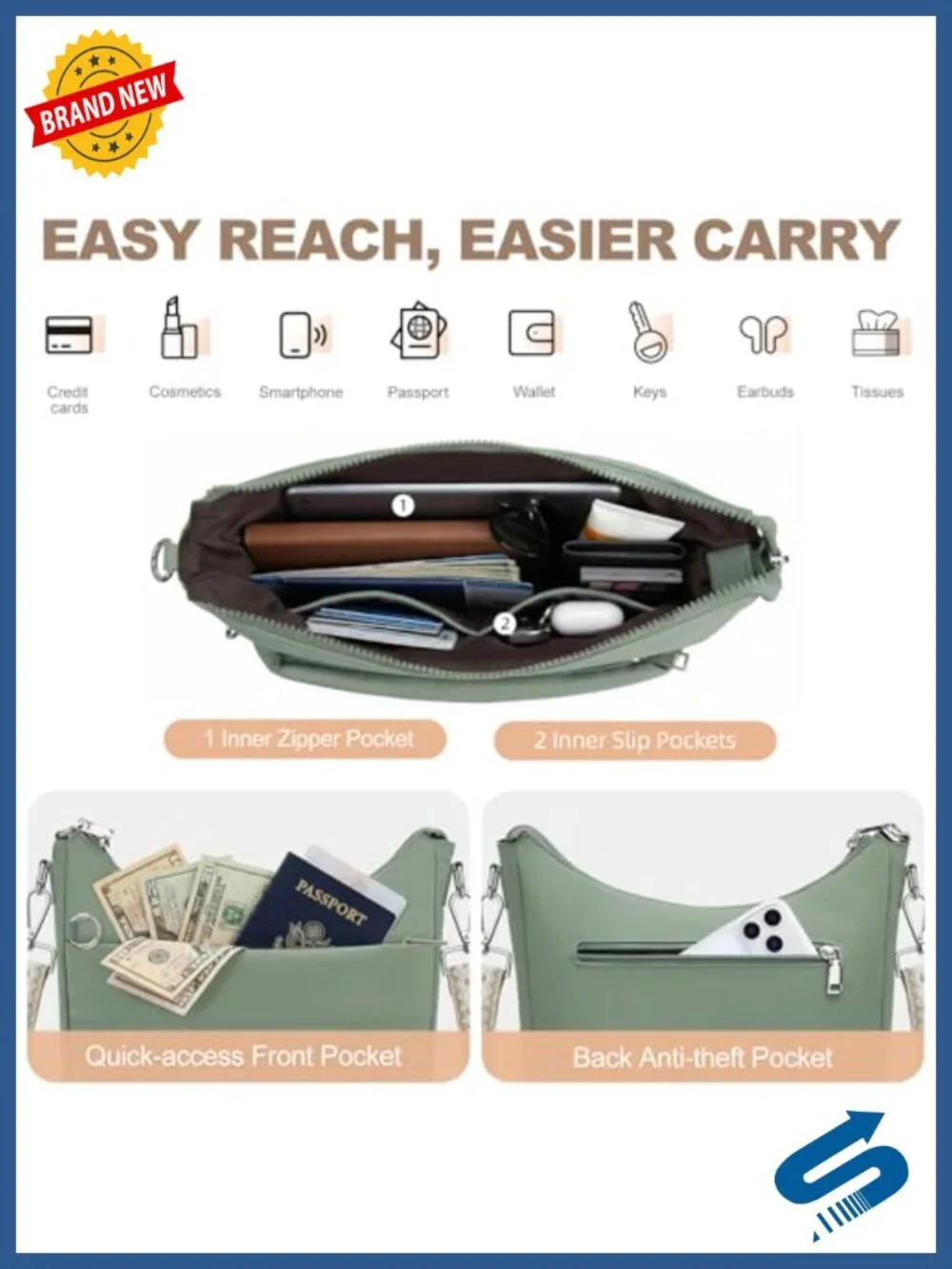 Anti-Theft Crossbody Hobo Bag for Women - RFID Puffer Purse with Wallet